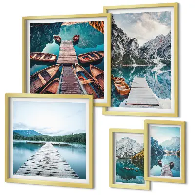 Set de tablouri decorative pentru perete peisaje montane cu căi acvatice