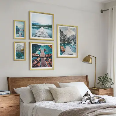 Set de tablouri decorative pentru perete peisaje montane cu căi acvatice