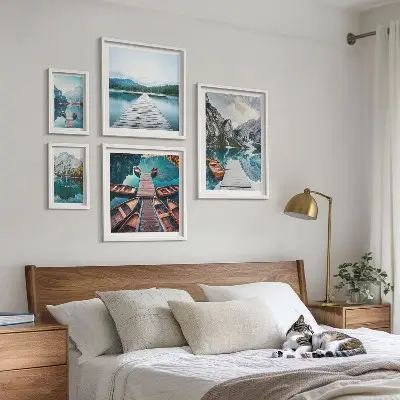 Set de tablouri decorative pentru perete peisaje montane cu căi acvatice