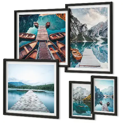 Set de tablouri decorative pentru perete peisaje montane cu căi acvatice