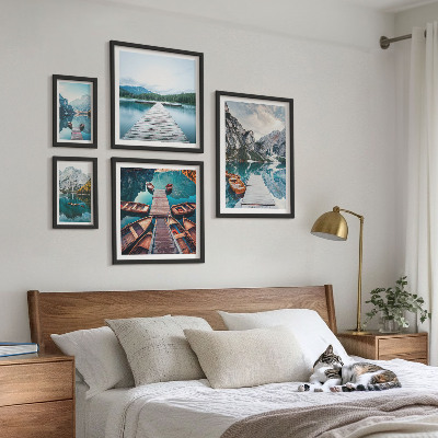 Decorațiune de perete set tablouri Peisaje montane, căi acvatice