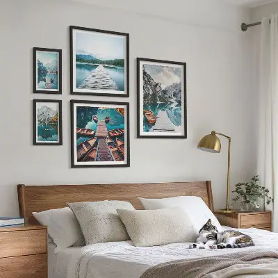 Set de tablouri decorative pentru perete peisaje montane cu căi acvatice