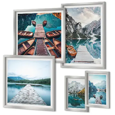 Set de tablouri decorative pentru perete peisaje montane cu căi acvatice