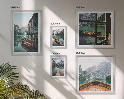 Tablou poliptic înrămat cu peisaj montan și lacuri, tematică liniștitoare