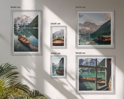 Decorațiune de perete set tablouri Lacuri, munți, bărci, peisaje