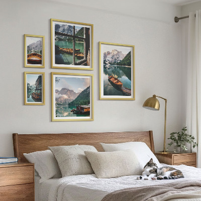 Decorațiune de perete set tablouri Lacuri, munți, bărci, peisaje