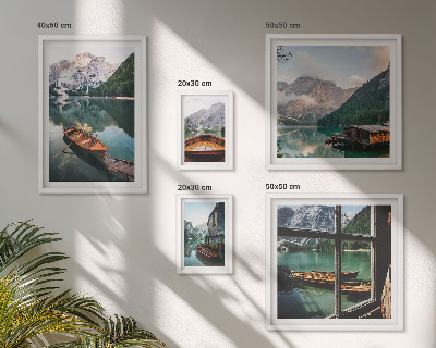 Decorațiune de perete set tablouri Lacuri, munți, bărci, peisaje