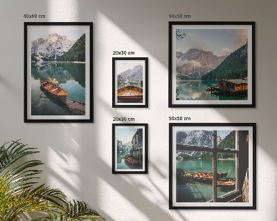 Decorațiune de perete set tablouri Lacuri, munți, bărci, peisaje
