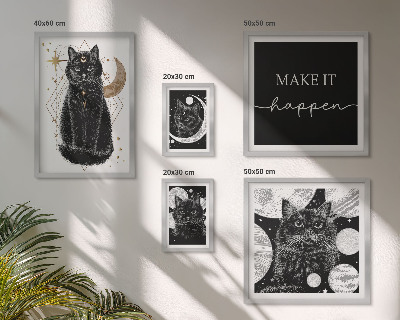 Decorațiune de perete set tablouri Spațiul boho al pisicilor negre