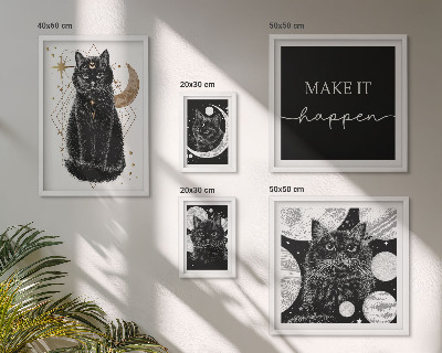 Decorațiune de perete set tablouri Spațiul boho al pisicilor negre