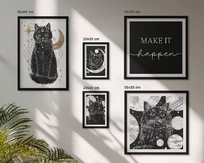 Decorațiune de perete set tablouri Spațiul boho al pisicilor negre