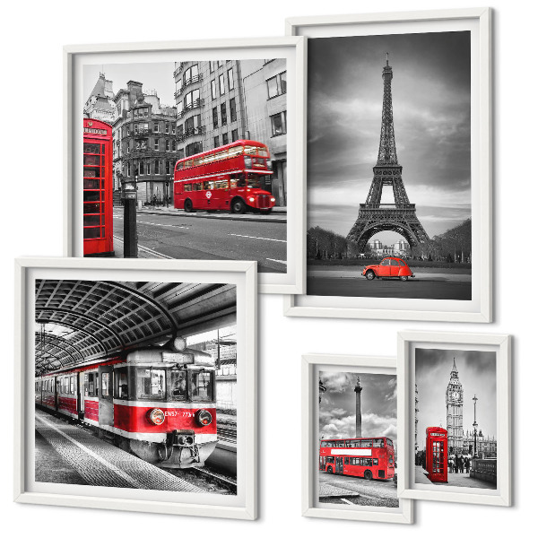 Polyptic înrămat Vederi elegante asupra Londrei și Parisului