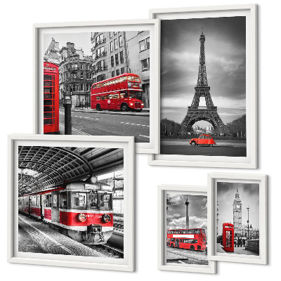 Polyptic înrămat Vederi elegante asupra Londrei și Parisului
