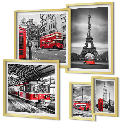 Polyptic înrămat Vederi elegante asupra Londrei și Parisului