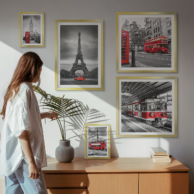 Polyptic înrămat Vederi elegante asupra Londrei și Parisului
