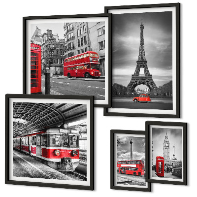 Polyptic înrămat Vederi elegante asupra Londrei și Parisului