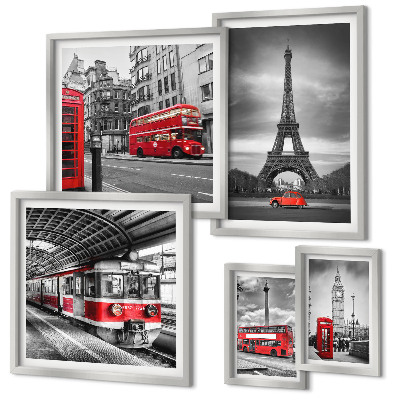 Polyptic înrămat Vederi elegante asupra Londrei și Parisului