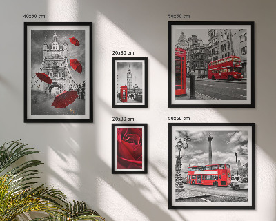 Decorațiune de perete set tablouri Motive londoneze cu accente roșii