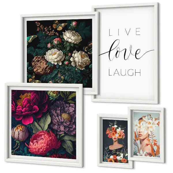 Set tablouri decorative de perete cu sloganuri motivaționale florale
