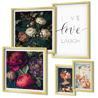 Set tablouri decorative de perete cu sloganuri motivaționale florale