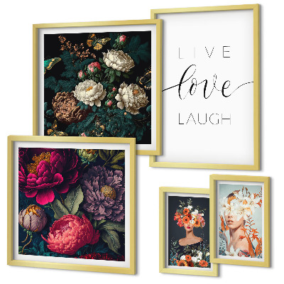 Decorațiune de perete set tablouri Sloganuri motivaționale florale
