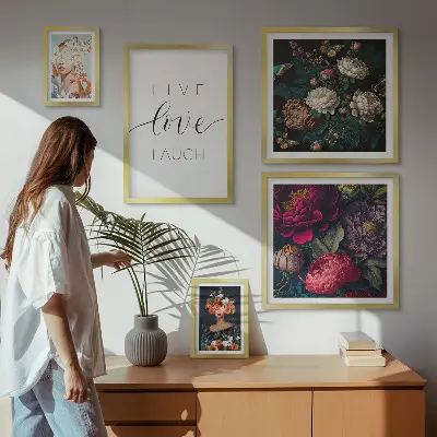 Set tablouri decorative de perete cu sloganuri motivaționale florale