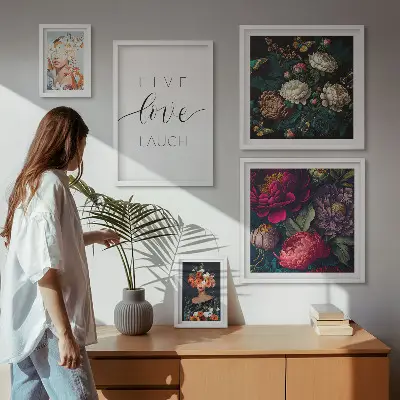 Set tablouri decorative de perete cu sloganuri motivaționale florale