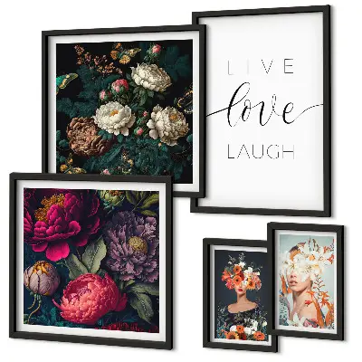 Set tablouri decorative de perete cu sloganuri motivaționale florale