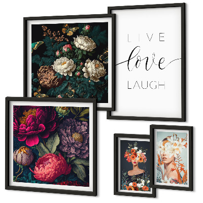 Decorațiune de perete set tablouri Sloganuri motivaționale florale