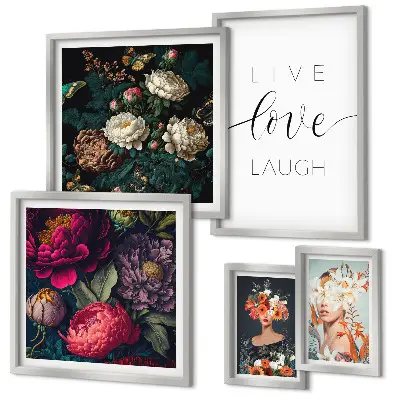 Set tablouri decorative de perete cu sloganuri motivaționale florale
