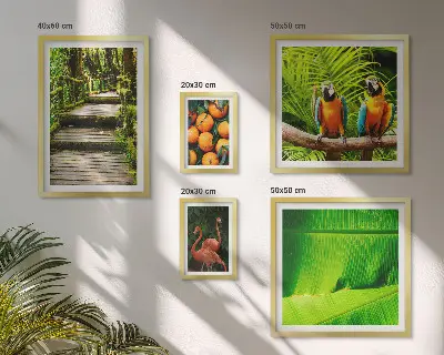 Tablou poliptic înrămat cu motive tropicale și fructe naturale