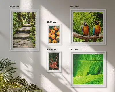 Tablou poliptic înrămat cu motive tropicale și fructe naturale