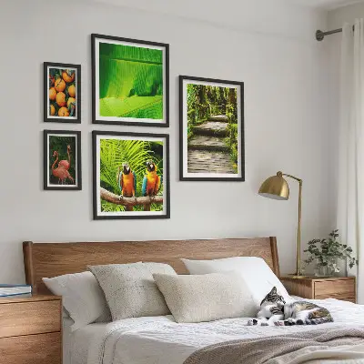 Tablou poliptic înrămat cu motive tropicale și fructe naturale