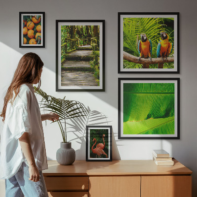 Polyptic înrămat Motive tropicale cu fructe naturale