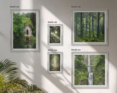 Set tablouri decorative de perete cu peisaje naturale de păduri verzi și cascade