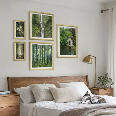 Set tablouri decorative de perete cu peisaje naturale de păduri verzi și cascade