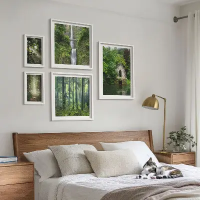Set tablouri decorative de perete cu peisaje naturale de păduri verzi și cascade