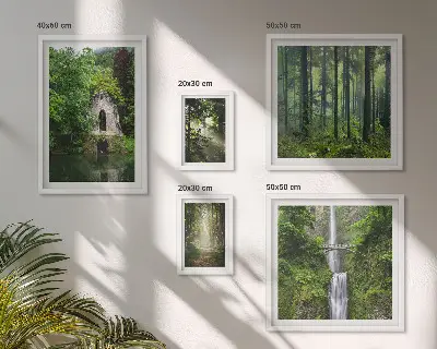 Set tablouri decorative de perete cu peisaje naturale de păduri verzi și cascade