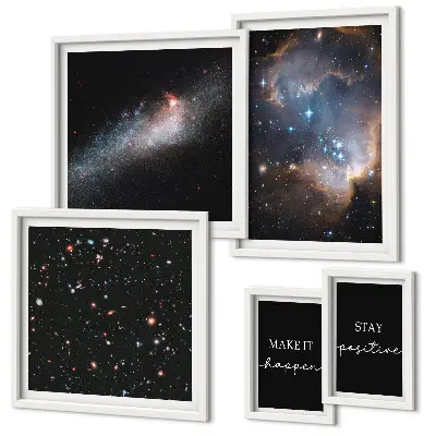 Set de tablouri decorative pentru perete cu tematică motivațională și inspirații cosmice