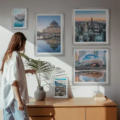 Set de tablouri decorative de perete peisaje urbane cu arhitectură și natură