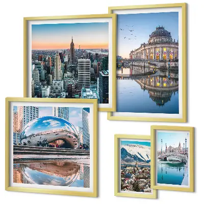Set de tablouri decorative de perete peisaje urbane cu arhitectură și natură