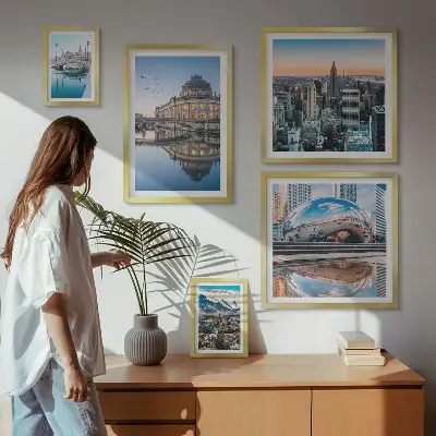 Set de tablouri decorative de perete peisaje urbane cu arhitectură și natură