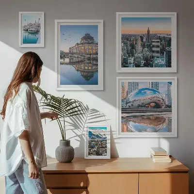 Set de tablouri decorative de perete peisaje urbane cu arhitectură și natură