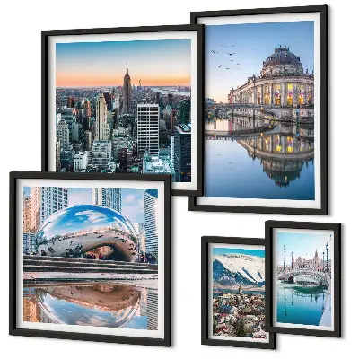Set de tablouri decorative de perete peisaje urbane cu arhitectură și natură