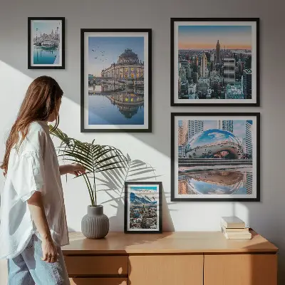 Set de tablouri decorative de perete peisaje urbane cu arhitectură și natură