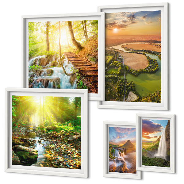 Decorațiune de perete set tablouri Peisaje, cascade, văi