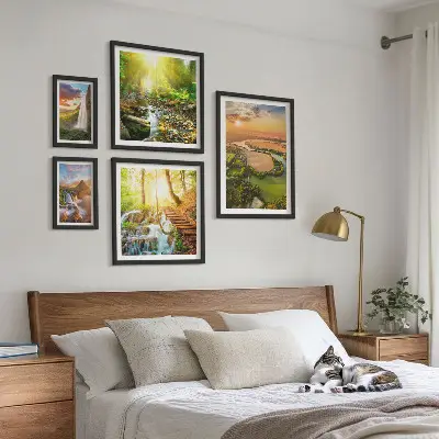 Set de tablouri decorative pentru perete cu peisaje de cascade și văi