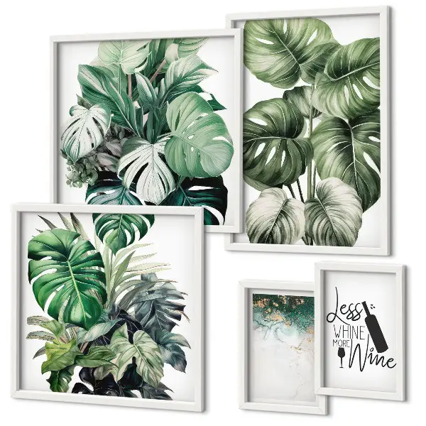 Set de tablouri decorative de perete cu citate abstracte despre plante
