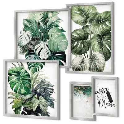 Set de tablouri decorative de perete cu citate abstracte despre plante