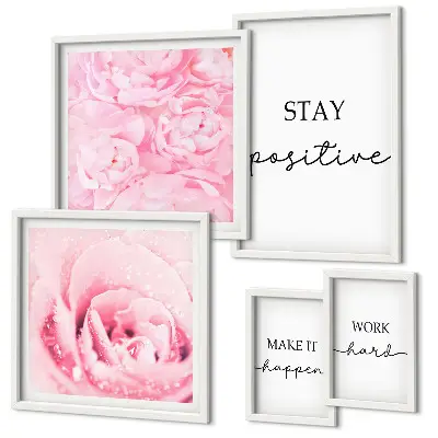 Set tablouri decorative pentru perete cu citate motivaționale despre flori